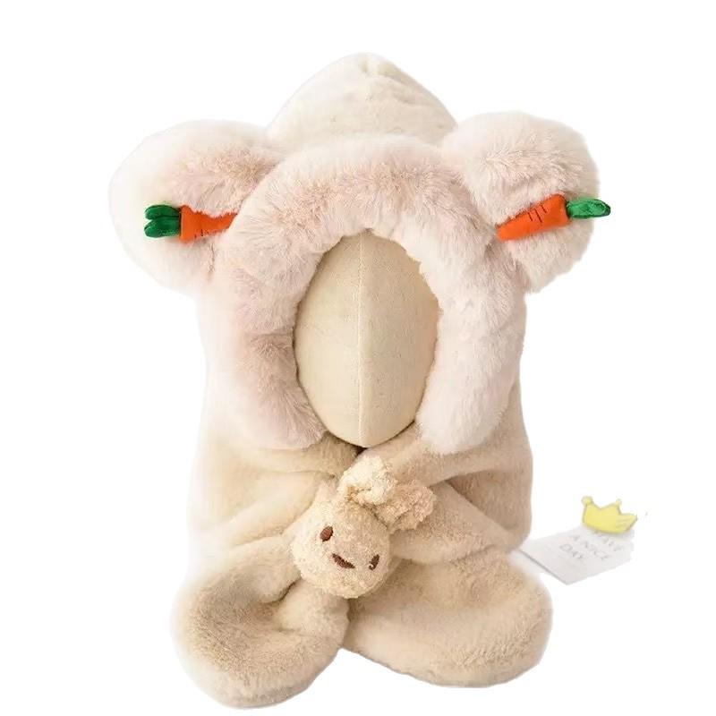Children's Fleece-Lined One-Piece Winter Hat and Scarf with Ear Protection