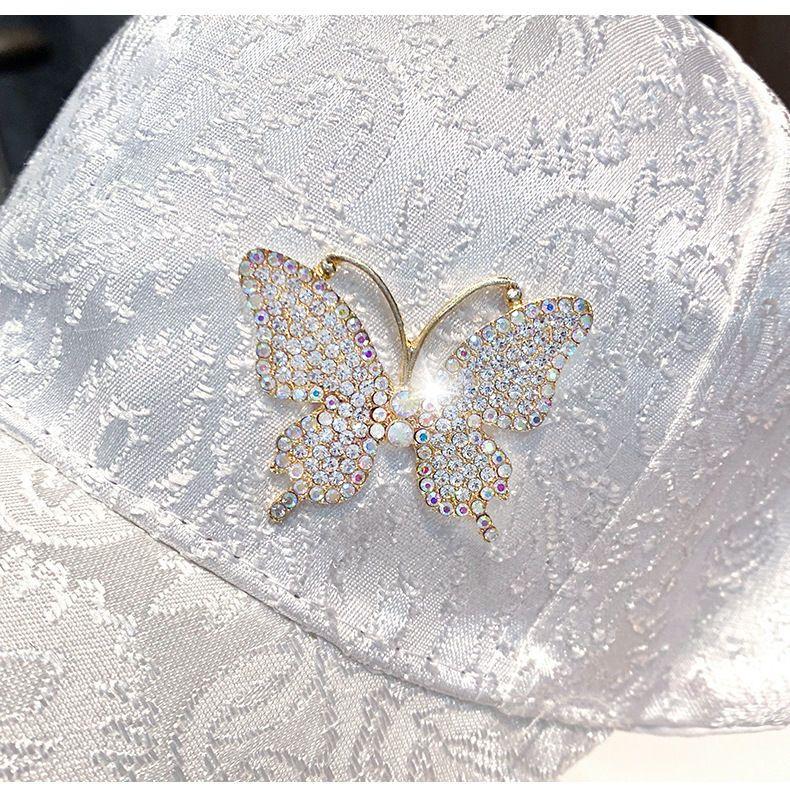 Women's Crystal Butterfly Baseball Cap - Sequined Gold Thread Cotton Sun Hat, UV Protection Visor for Spring Summer Autumn