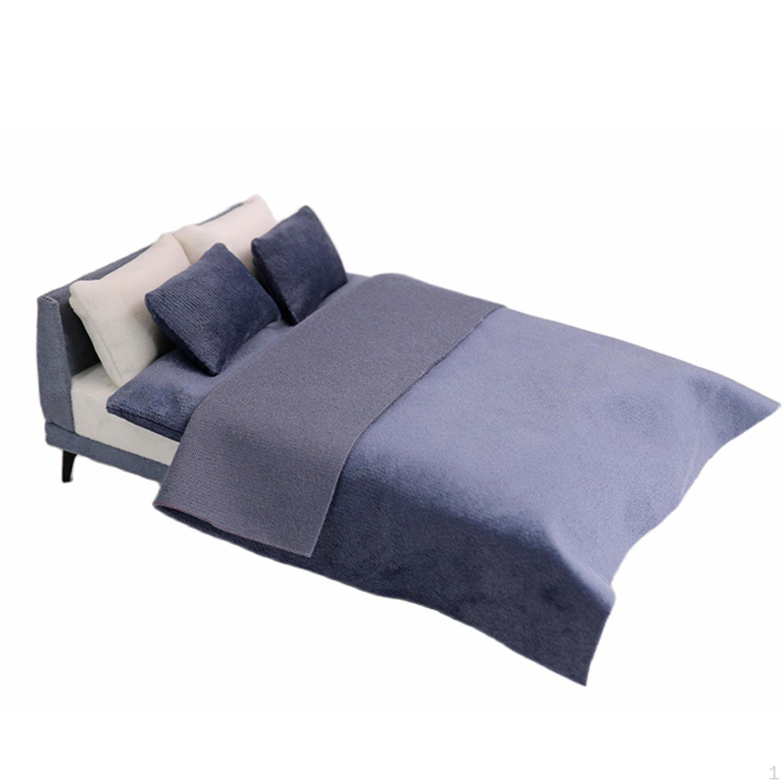 

1/12 Кукольный дом Миниатюрная кровать Аксессуары для вечеринок Игрушки Имитационная модель Набор игрушек синий