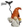 Spooky Halloween Garden Statue Gnome Figurine Small Resin Dwarf Table Decoration Pumpkin Decoration Bat Skull for Tiered Tray Tabletop Home Decor