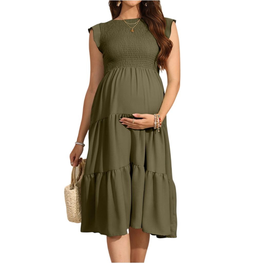 Short Sleeve Boho Dress For Women Casual Loose Fit Summer Sundress Floral Print Dress With Pockets