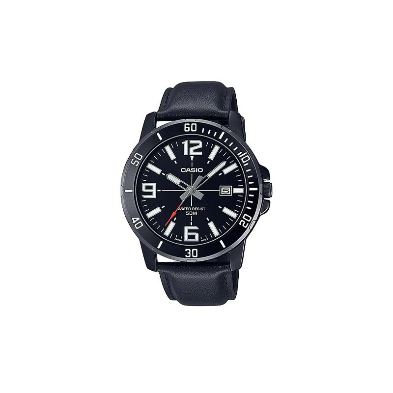 Casio STANDARD Series Classic Simple Exquisite Fashion 50 Meter Waterproof Quartz Movement Leather Strap Japanese and Korean Watch MTP-VD01BL-1BV