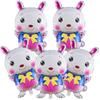 5pcs Easter Cute Rabbit Balloons White Bunny Shaped Balloons Happy Easter Foil Balloons for Easter Party Decors Kids Birthday