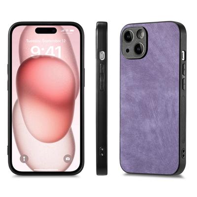 For iPhone 15 Case Shockproof Slim Retro Leather Phone Back Cover