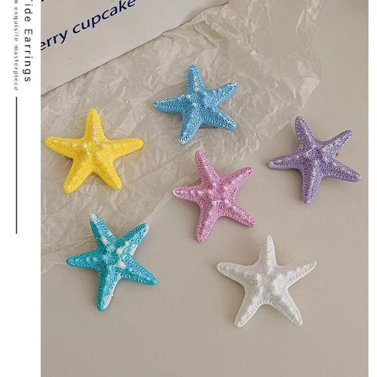 Energetyczna Klips do Włosów Żółta Rozgwiazda w Stylu Plażowym - Uroczy Wakacyjny Dodatek dla Dziewczynek