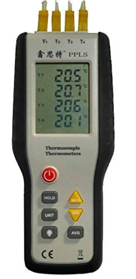 

612 PPLS 4 Channel Digital Thermocouple Thermometer with 8 Type K Thermocouples