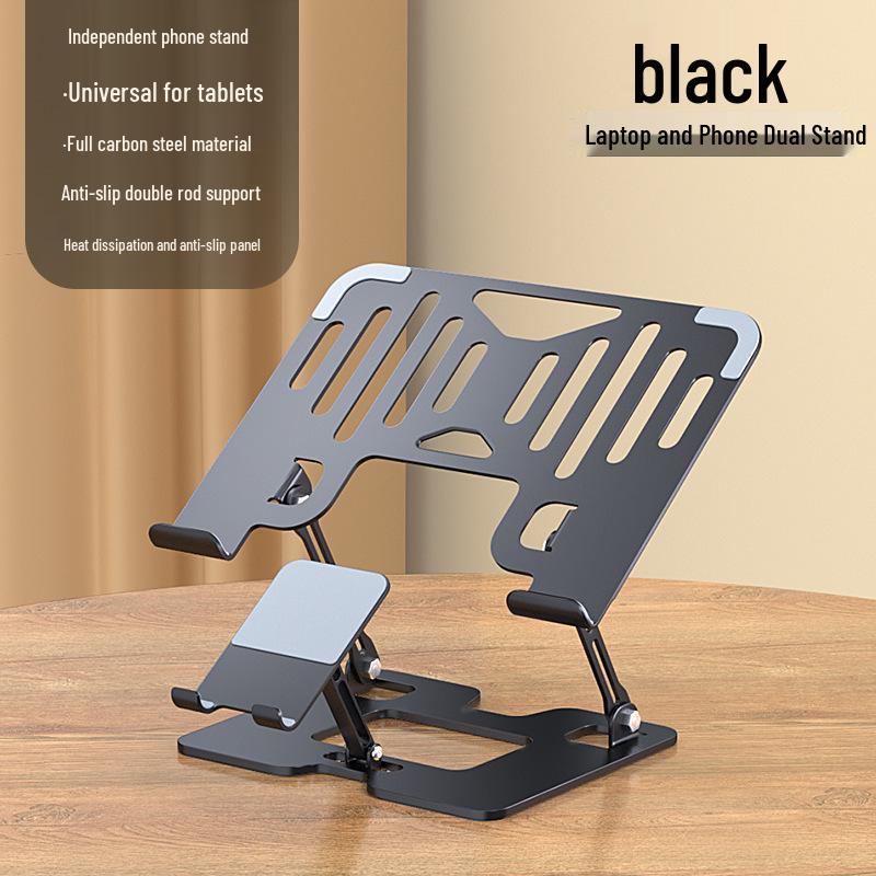 2-in-1 Laptop & Phone Stand: Height-Adjustable, Vertical, Keyboard-Friendly, Cooling Design