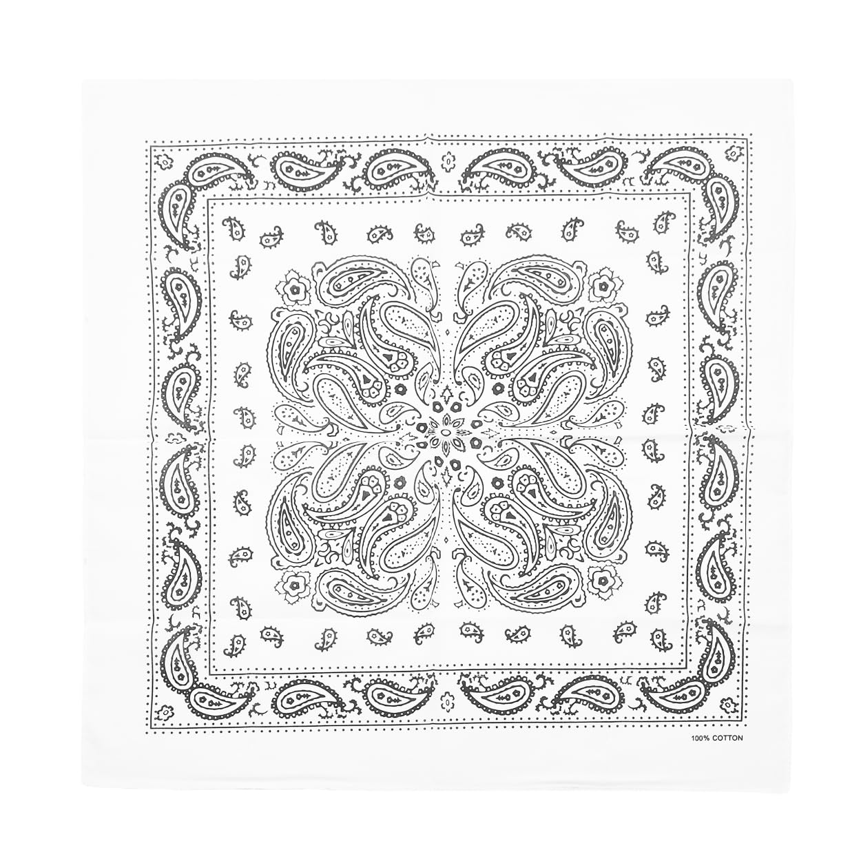 Kakatrend Bandana White Paisley Pattern Handkerchief Men s Bandana Adult 100% Cotton Stylish Bandana Unisex Large 55cm x 55cm white