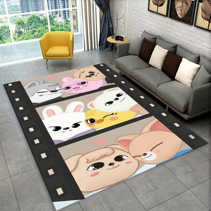Kpop Stray Kids Music Star Carpet Rug for Playroom Bedroom Living Room Sofa Home Decor,kid Area Rug Non-slip Floor Mat Gift