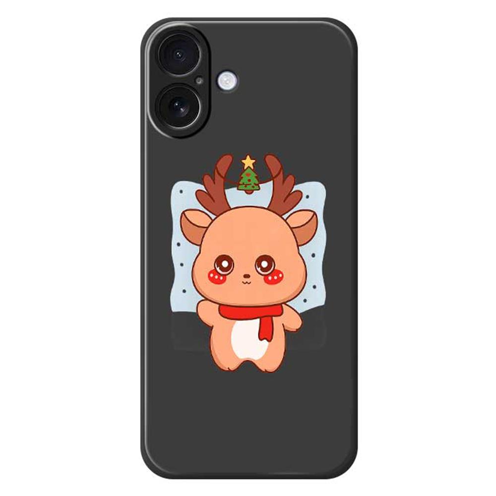 For iPhone 17 Case Cartoon Deer Pattern Printing Straight Edge TPU Phone Back Cover