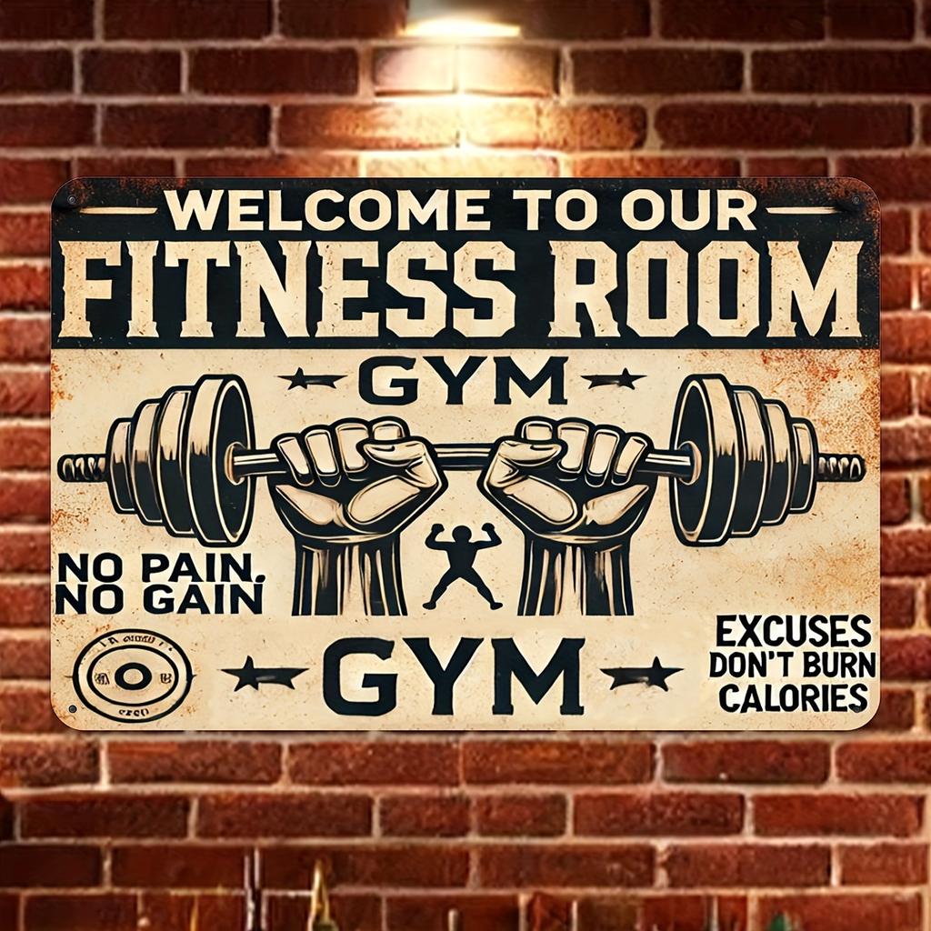 Aluminum Gym Sign Welcome to Our Fitness Room Motivational Wall Decor Reusable Home Workout Logo for Man Cave Fathe