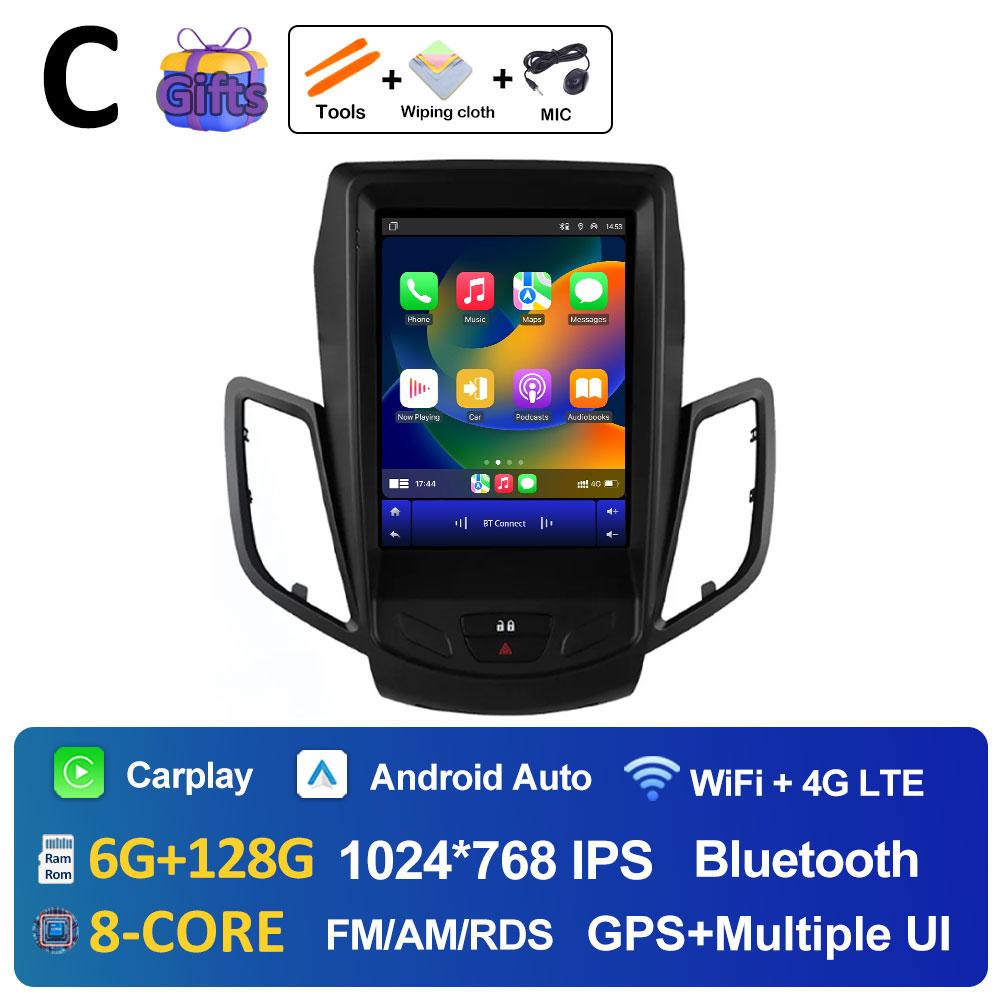 Wireless Carplay DSP Stereo For Ford Fiesta MK7 2009 2010 2011 2012 2013 2014 2015 2016 Android 14 Cooling fan GPS Navigation BT