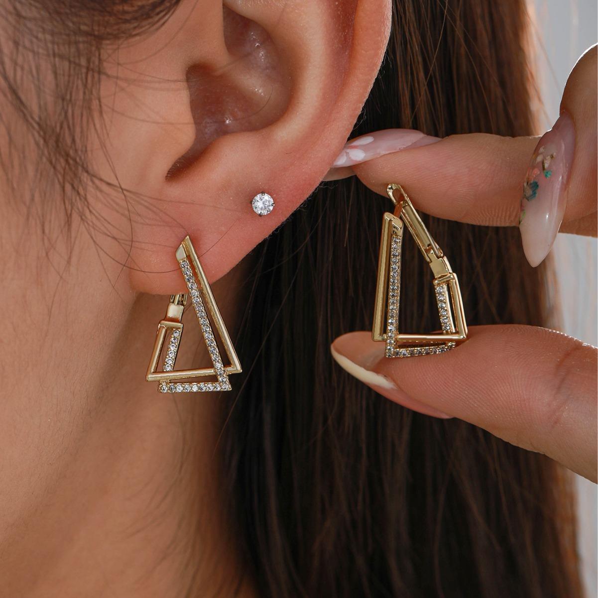 

Простые геометрические треугольные серьги, уникальные серьги для женщин золотой