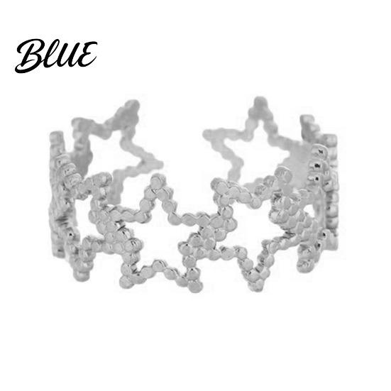 Handmade Finger Ring Women Geometric Hollow Star Shape Adjustable Opening