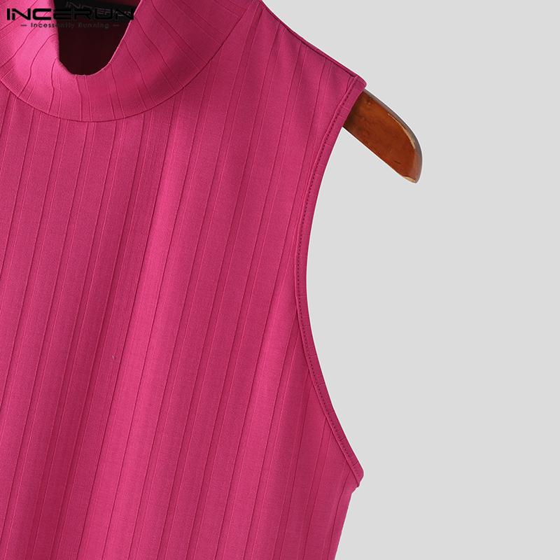 INCERUN Pánská letní mockneck jednobarevná vesta do tělocvičny fitness tílka bez rukávů