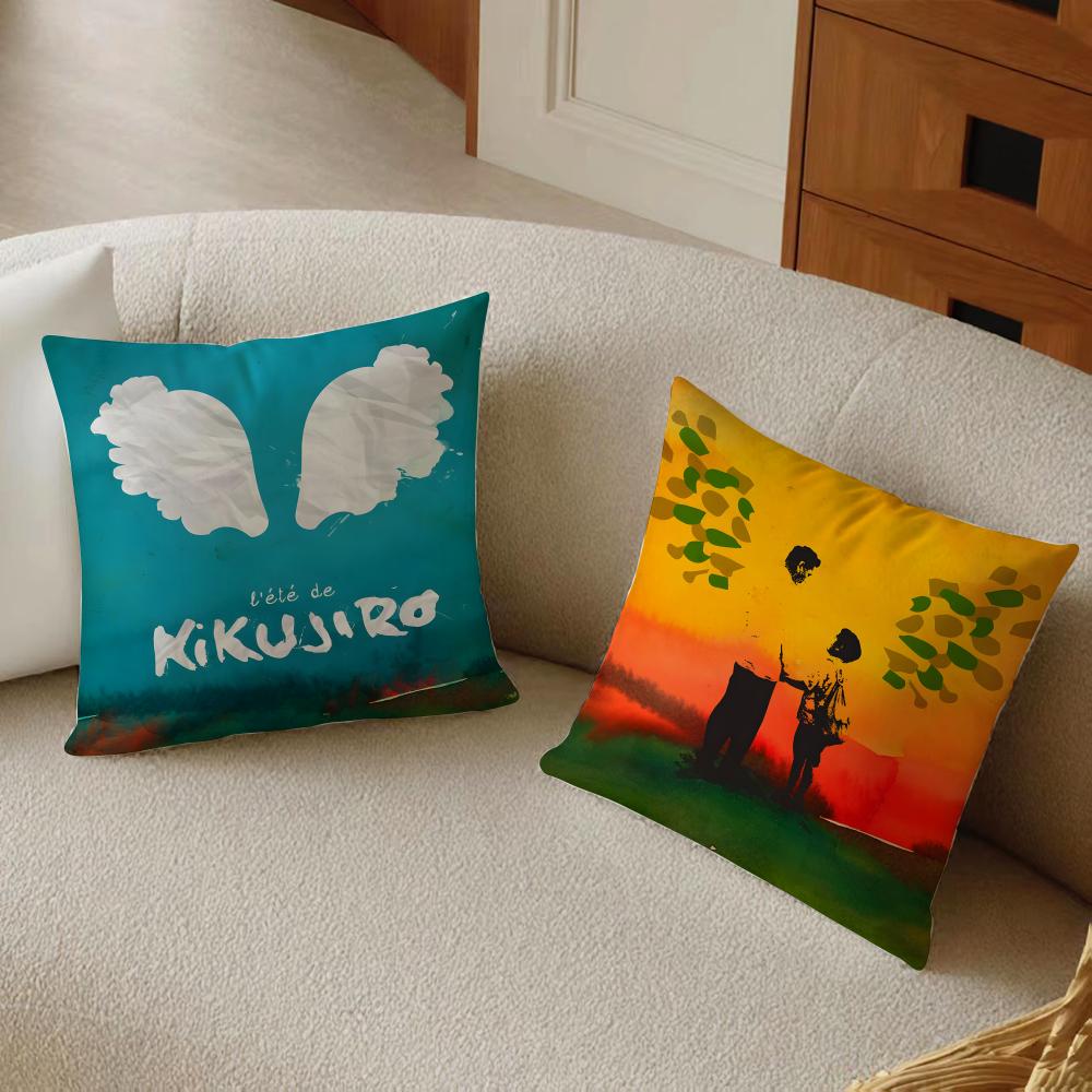 Casual daily Anime Movie KKikujiro Cushion Cover Daily Washable Linen Pillowcase Soft  for Sofa Bed Home Room Decor