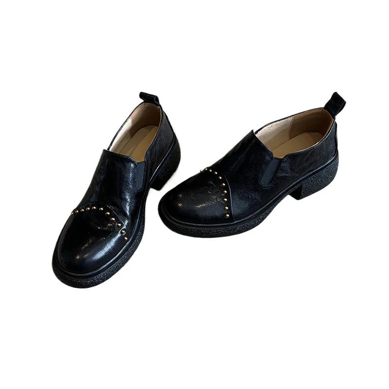 Fashion 2024 Fashion Ladies Shoes Slip-on Women's High Heels Hot Sale Rivet Solid Office and Career New Round Toe Heels Women Zapatos