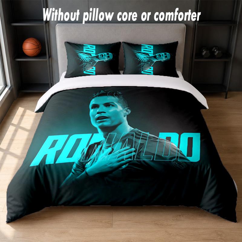 Cristiano Ronaldo Design Bed Bedding Set 1 Duvet Cover + 2 Pillowcases Soft Breathable Household Bed Linens