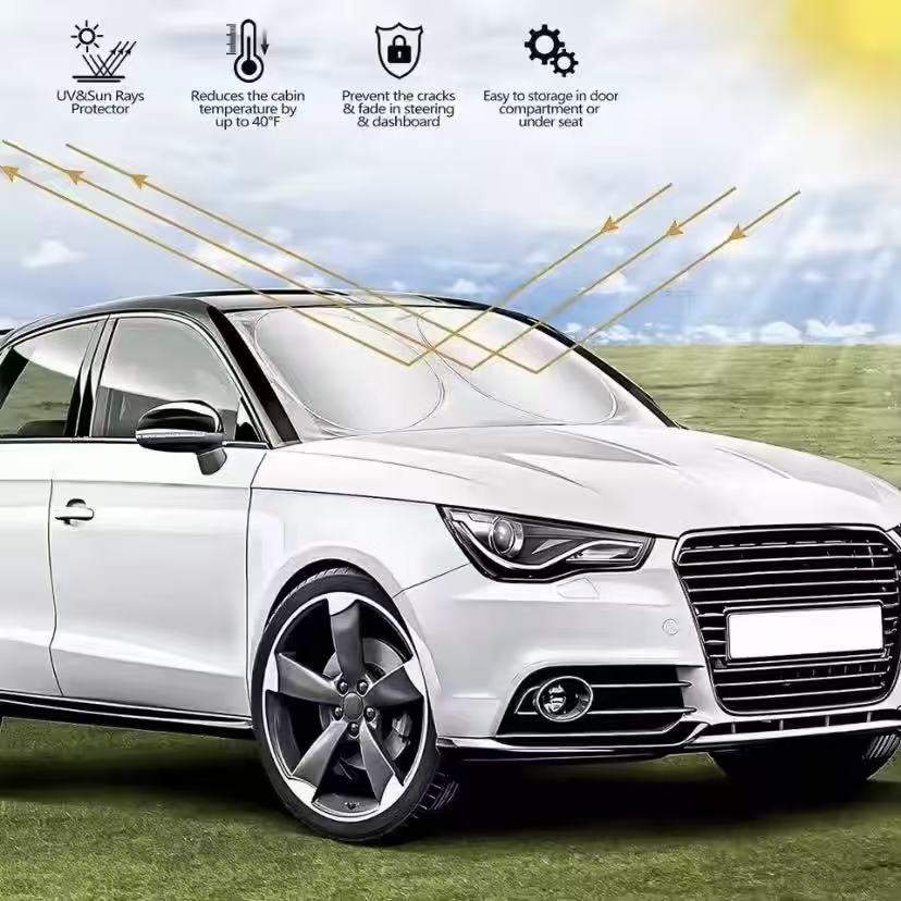 Car Windshield Sun Shade Visor UV Protection Shield For VW GTI Polo Golf Passat Tiguan Arteon Touareg Taigo Caddy Jetta Hub Cap