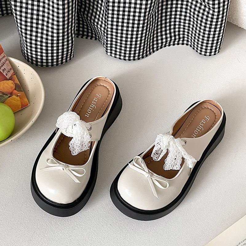 Internet celebrities popular white retro thick-bottomed bag head slippers women's summer wear 2025 new heightening non-slip cool slippers