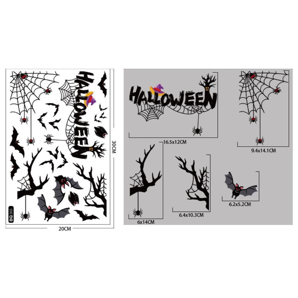 Static Halloween Stickers Black Scary Sticker Creative Spider Bat Decals  Smooth Surface