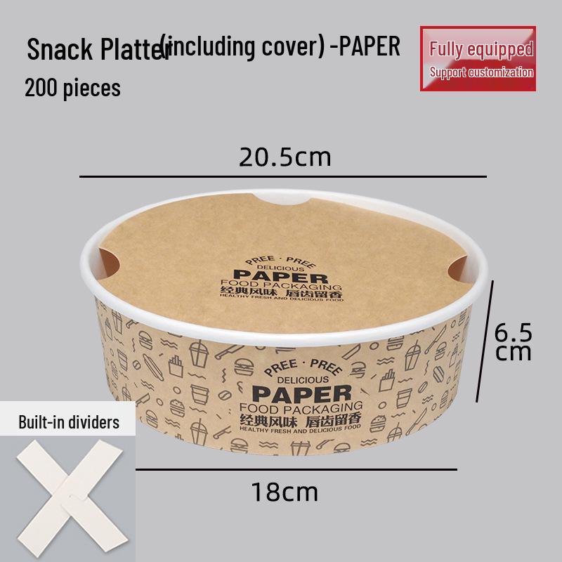 Snack Platter Box: Small Snacks & Fried Chicken Family Bucket with Four-Compartment Round Plate