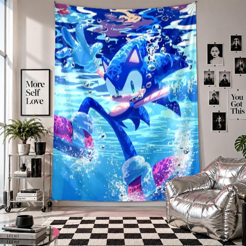 Wall TapestrySonic the Hedgehog Art Hanging Cloth Decorative Background Cover for Room Decoration