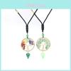 Artificial Agate Tree Of Life Pendant Necklace With Crystal Drop For Women