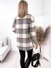 2021 Plaid Print Long Sleeve Woolen Coat with Shirt Collar
