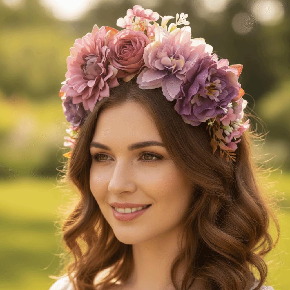 Bandeau Floral en Tissu Doux Couronne de Fleurs pour Photographie de Bal Headpiece en Fleur Tissu Femme