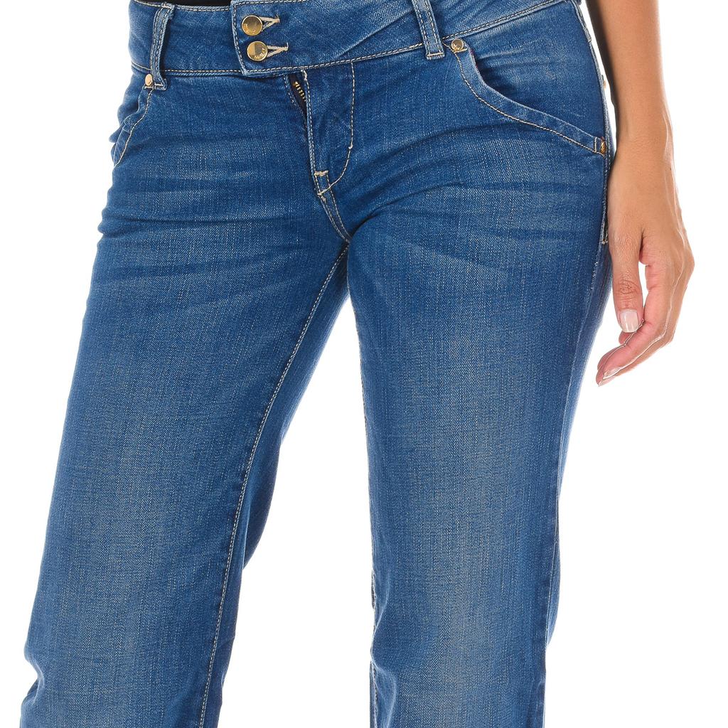 Pantalon Tejano Largo acampanado efecto gastado 10DBF0599 para Mujer