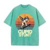 T-shirt Oversize Délavé Acide Graphique Skate Rétro Beige « Cupid Stunt »