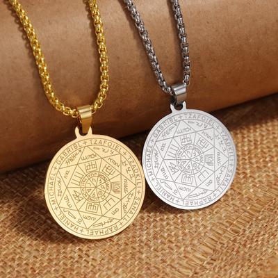 Nerezová ocelová náhrdelník Sedm archandělů pro muže Duchovní amulet Pečeť 7 archandělů Michael Výrazný náhrdelník Šperky