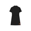 Fila X Magic Stick Collaboration Fashion Casual Solid Color Polo Collar Short Sleeve Dress Women Dresses Black F11W329306FBK