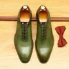 Pánské ručně barvené společenské boty z full-grain kůže se špičatou špičkou - britský formální styl