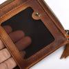 Vintage Men's Wallet Genuine Leather Retro Top Layer Cowhide Wallet for Men Vertical Wallet with 2 Zipper Pockets