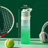 Trendige Gradient Sprühwasserflasche Outdoor-Sport-Wasserflasche für Männer Frauen Studenten Hohe Kapazität Sprüh-Kunststoffbecher