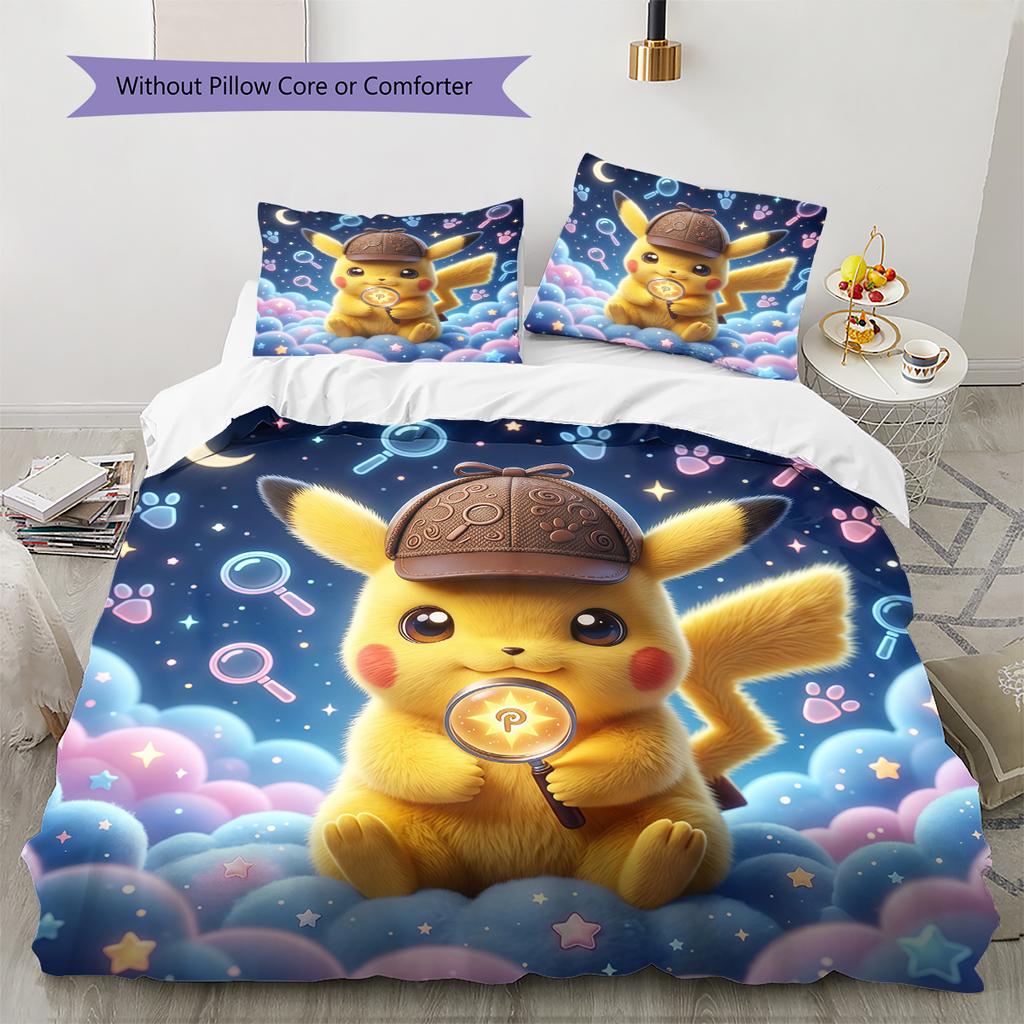 Pikachu Soft and Comfortable Duvet Cover,Children's Bedding Set Gift,Extra Large Size, Various Sizes Available -HYQ66