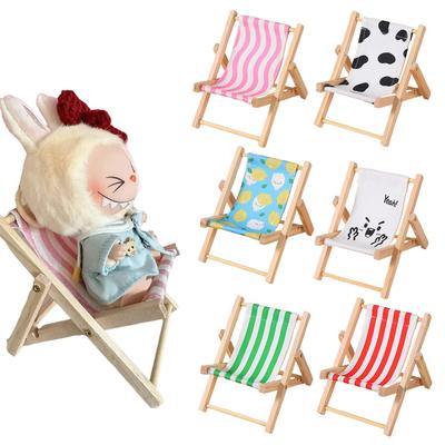 Doll's Chair Outfit Accessories for Labubu Doll Wooden Beach Reclining Camping Chair Mini Pet Backpack Ornaments Photo Props