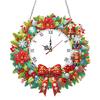 2D/Flat DIY Christmas Acrylic Diamond Painting Ornament with Clock Function Diamond Painting Clock Pendant for Home Decoration