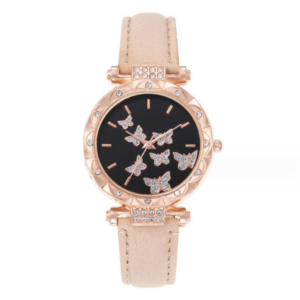 

Ladies Watch, Fashionable Personalized Simple Watch Butterfly Digital Belt Watch as the picture бежевий