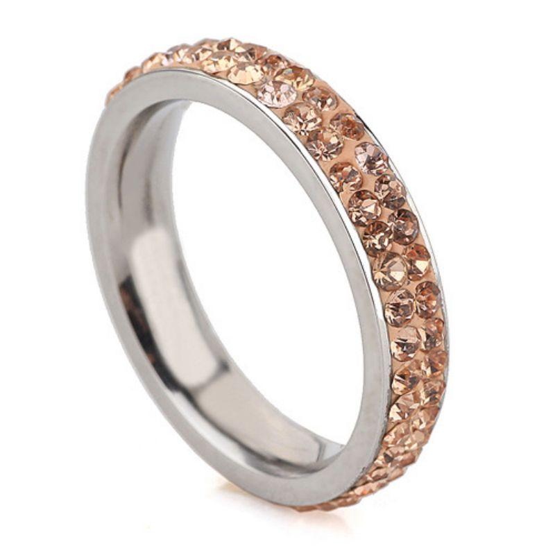 8mm Fashion Zircon Inlaid Gradient Ring for Women Men Stainless Steel Exquisite Ring Jewelry Party Birthday Gift Wholesale