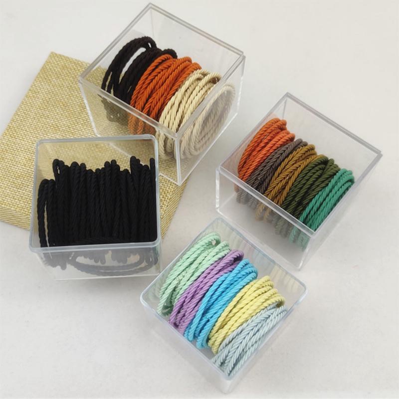 50Pcs Boxed Threaded Coloured Hair Rings High Elasticity Rubber Bands Headband Ponytail Holder Bands Kids Hair Accessories