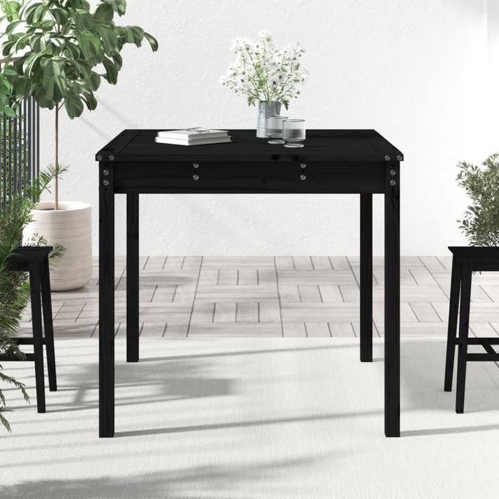 VidaXL Garden Table Black 82.5x82.5x76 Cm Solid Pine Wood 823966