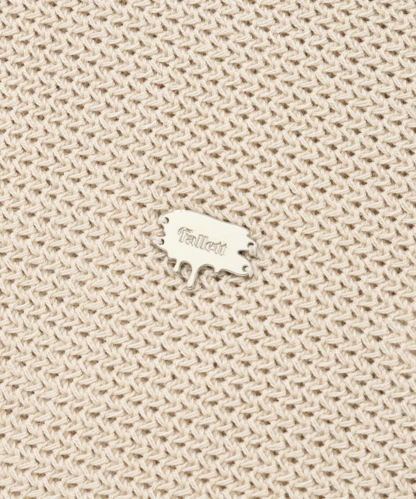 FALLETT V-Neck Collared Knit Light Beige