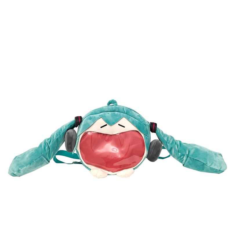 Miku Plush Hatsune Cartoon Shoulder Bag Zipper Design Adjustable Shoulder Strap