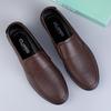 Men's Leather Casual Shoes Breathable Hollow Slip on Lazy Driving Shoes Office Fashion Shoes