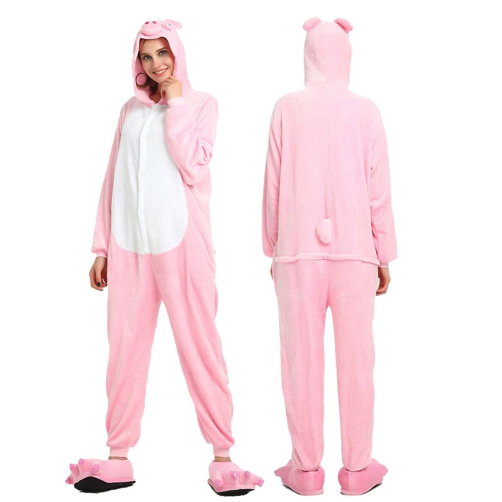 Women Flannel Cartoon  One-Piece Pajamas  Keep Warm Pajamas