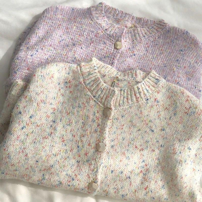 Ladies Floral Vintage Sweaters Lazy Style Loose Lantern Sleeve Sweater Winter Versatile Woman Single Breasted Cardigan