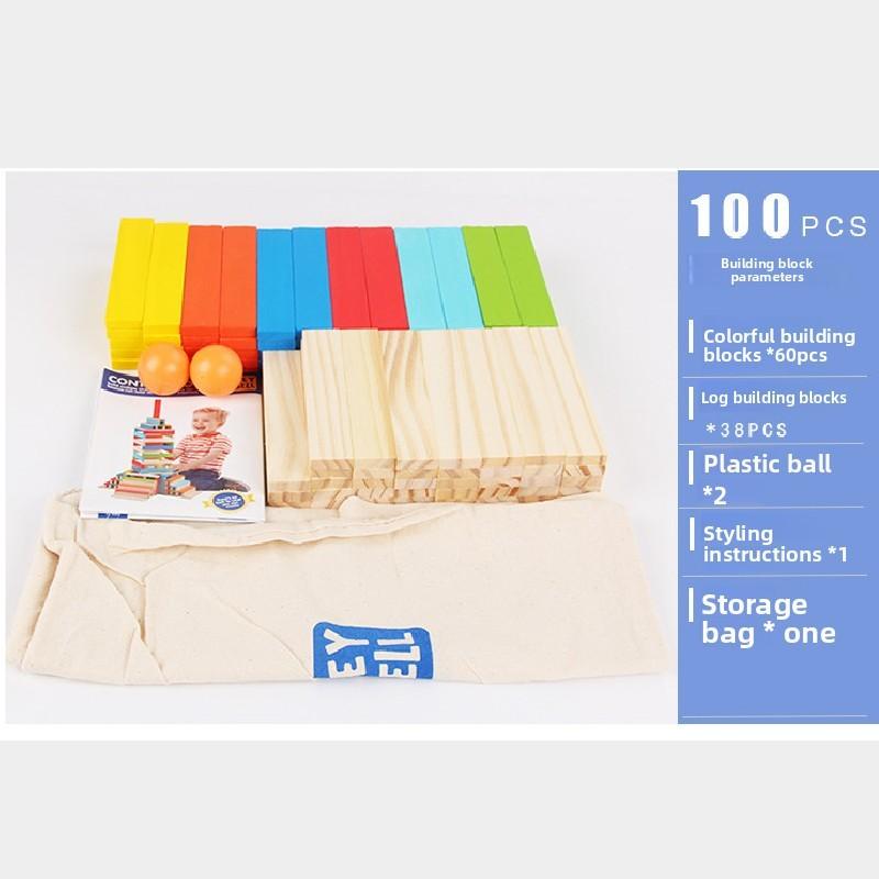 

Wooden Strip Building Block Set Children Puzzle Set For Kids Ages 1 To 6 100pcs